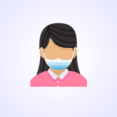 Girl with mask COVID-19 disease symptoms vector image design
