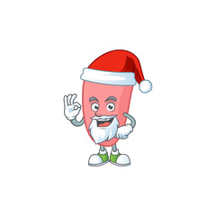 Friendly neisseria gonorhoeae Santa cartoon character design with ok finger
