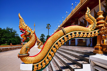 Fototapeta na wymiar Phra Mahathat Kaen Nakorn at Wat Nong Waeng a royal temple in Khon Kaen Province, Thailand where the relics of Lord Buddha and important Buddhist scriptures are located
