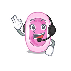 A gorgeous bordetela pertussis mascot character concept wearing headphone