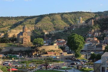 Georgia. The beautiful city of Tbilisi in the evening.
