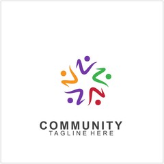 Obraz premium Team Work Logo Design. Social Network Family Friends icon
