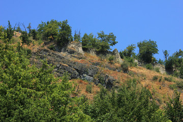 Azerbaijan. The ruins of an ancient fortress high in the mountains. Javanshire Gala.