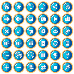 Button color blue border gold for game style plasstic.