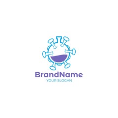 Lab Virus Logo Design Vector