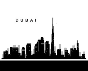 Dubai city skyline silhouette building background vector illustration