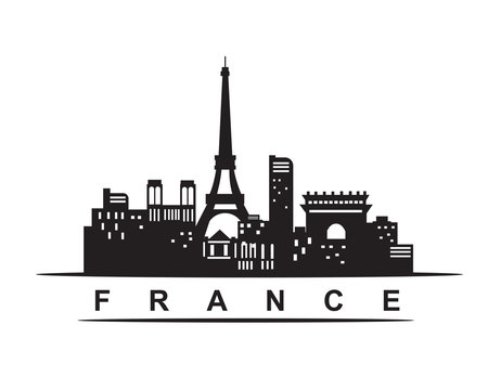 France city skyline silhouette building background vector illustration