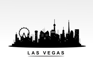 Fototapeta premium Las Vegas city skyline black silhouette background, vector illustration