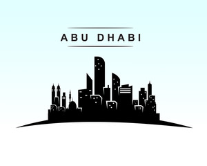 Naklejka premium Abu Dhabi city skyline Black silhouette background, vector illustration
