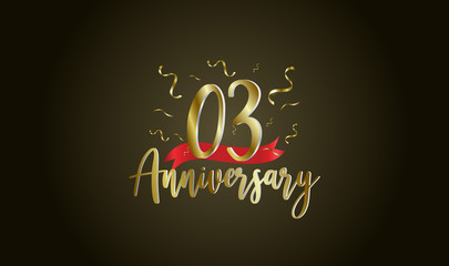 Anniversary celebration background. with the 3rd number in gold and with the words golden anniversary celebration.