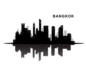 Bangkok city skyline black silhouette background, vector illustration