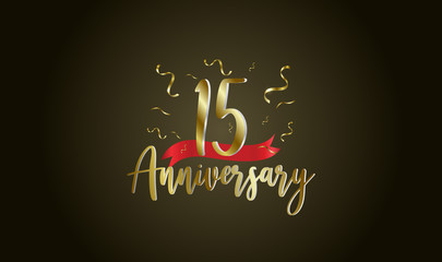 Anniversary celebration background. with the 15th number in gold and with the words golden anniversary celebration.