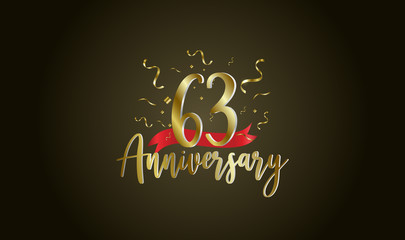 Anniversary celebration background. with the 63rd number in gold and with the words golden anniversary celebration.