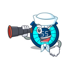 Naklejka premium A cartoon icon of hourglass Sailor with binocular