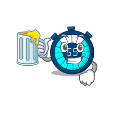 A cartoon concept of hourglass rise up a glass of beer
