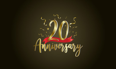 Anniversary celebration background. with the 20th number in gold and with the words golden anniversary celebration.