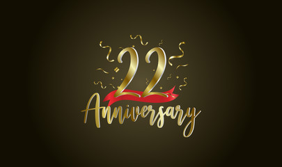 Obraz premium Anniversary celebration background. with the 22nd number in gold and with the words golden anniversary celebration.