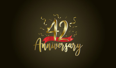 Anniversary celebration background. with the 42nd number in gold and with the words golden anniversary celebration.