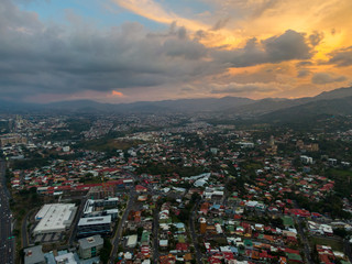 Impressive aerial view of the city of San Jose with view to the Sabana park 