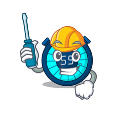 cartoon character of hourglass worked as an automotive