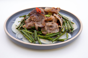 Fried Beef Brisket with garlic chives salad