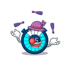 An attractive hourglass cartoon design style playing juggling