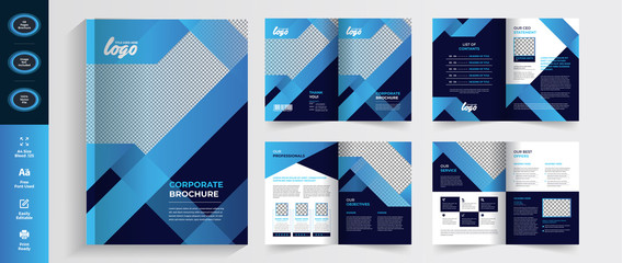 Creative Multipurpose Blue Brochure flyer template design, booklet template in a4 size, with flat vector