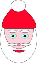Santa Claus face on the white background, vector of illustration of Santa Claus face on white isolated background