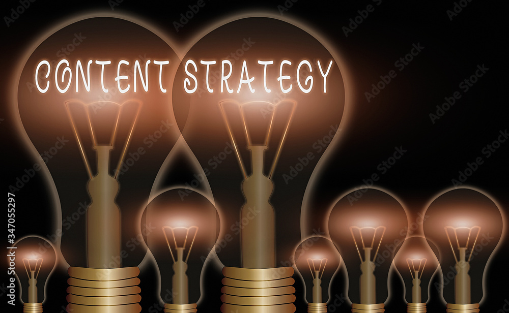 Aufkleber conceptual hand writing showing content strategy. concept meaning create marketing plan using good p