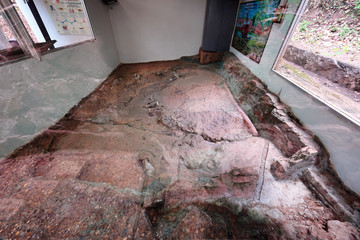 Excavation hole site no. 3 about dinosaur fossils in Phu Wiang National Park in Wiang Kao District