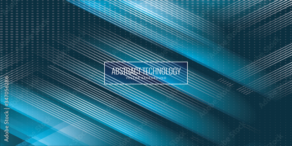 Poster smooth lines in blue color background. hi-tech digital technology concept. abstract futuristic, shin