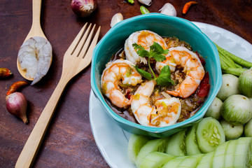 thai spicy shrimp in bowl