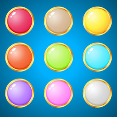 Gems circle 9 colors for puzzle games.
