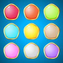 Gems pentagon 9 colors for puzzle games.