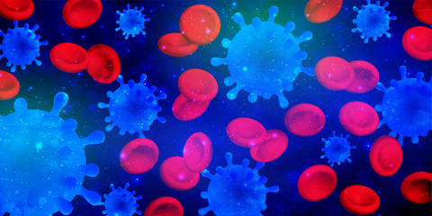 コロナ　ウイルス　赤血球　背景