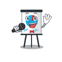 Talented singer of corona graph cartoon character holding a microphone