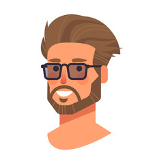 smiling man in glasses head avatar beautiful human face male cartoon character portrait vector illustration