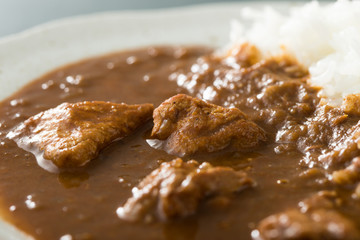 コトコト煮込んだチキンカレーのアップ
