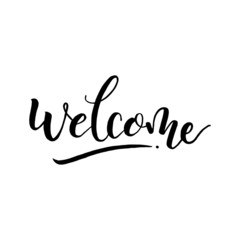 Welcome lettering. Handwritten modern calligraphy, brush painted letters. Vector illustration. 