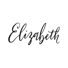Elizabeth - hand drawn calligraphy personal name. Brush Lettering logo for menu, invitation, banner, postcard, t-shirt, prints and posters. Vector illustration.