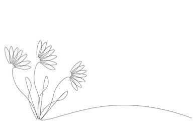 Flowers background. Continuous line drawing. Vector illustration