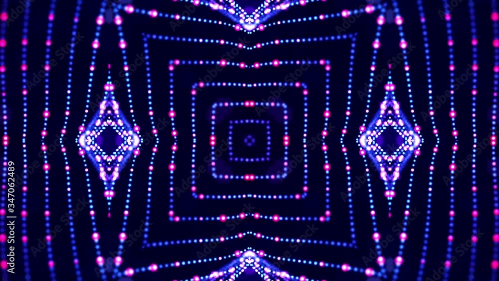 Poster 4k looped sci-fi 3d background with light effects. glow blue particles form lines, surfaces, complex