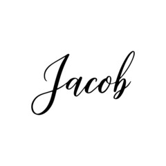 Jacob - hand drawn calligraphy personal name. Brush Lettering logo for menu, invitation, banner, postcard, t-shirt, prints and posters. Vector illustration.