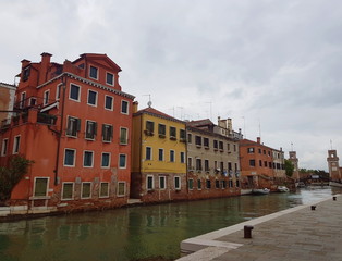 The historical center of Venice with ancient architecture on the canal