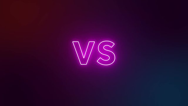 Versus screen in neon style. Blinking futuristic neon VS frames light on isolated background. Neon banner Announcement of two fighters. Competition vs match game, martial battle vs sport. 