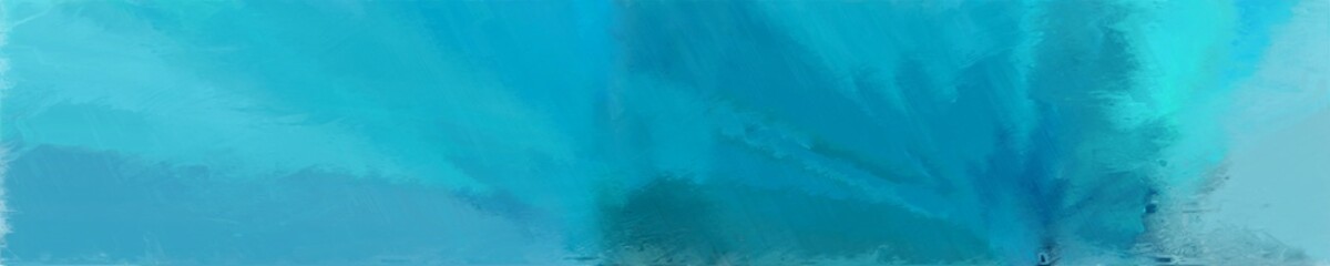 Fototapeta na wymiar abstract long wide horizontal background with light sea green, medium turquoise and dark cyan colors