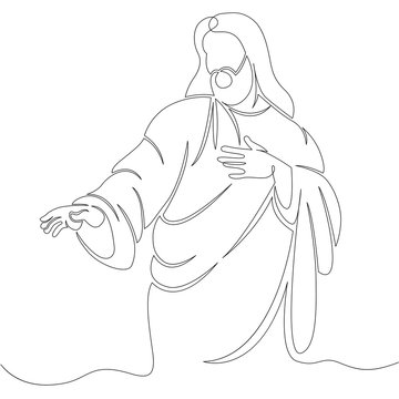 recommend clip art: One continuous line drawing minimal hand Jesus Christ