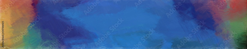 Poster abstract graphic element with long wide horizontal background with teal blue, peru and dim gray colo