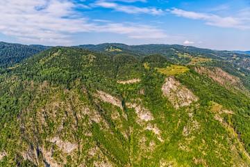Fototapeta na wymiar Helicopter aerial photo of the mountain nature in Montenegro continental part.