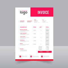 Professional invoice template design in minimal style.